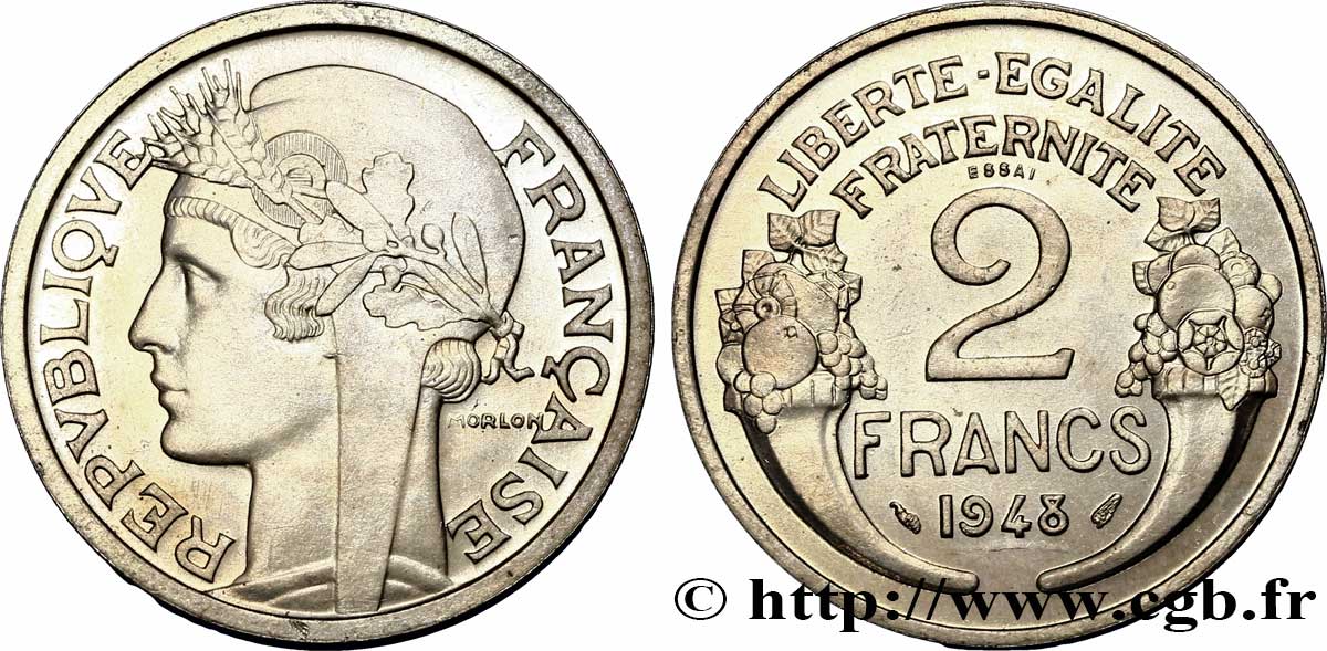 Essai de 2 francs Morlon, cupro-nickel, 9,5 g 1948 Paris G.538b  MS 