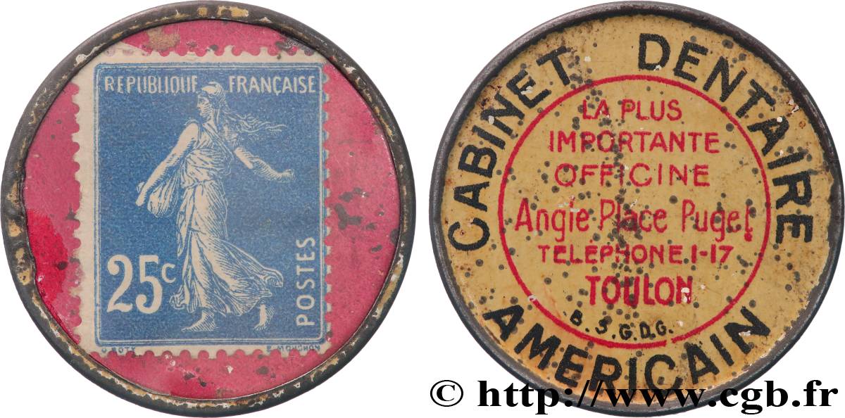 CABINET DENTAIRE AMÉRICAIN Timbre 25 Centimes XF