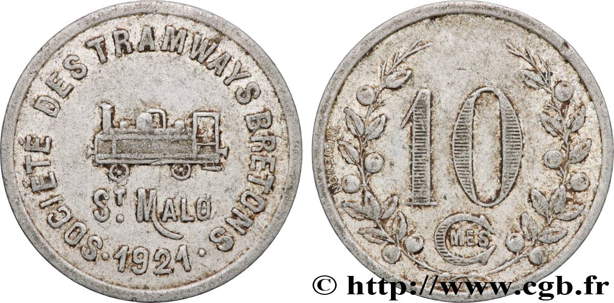 SOCIETE DES TRAMWAYS BRETONS 10 Centimes Sté des Tramways Bretons - Saint-Malo TB+