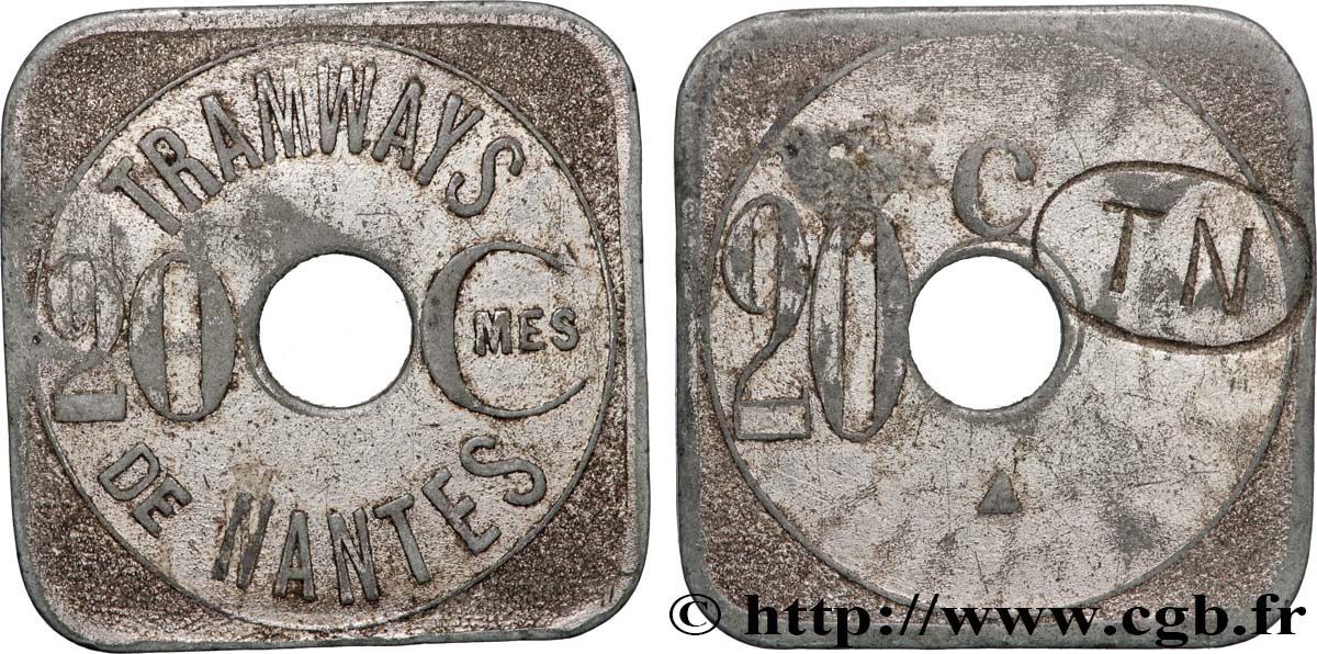 COMPAGNIE DES TRAMWAYS DE NANTES 20 Centimes Tramways de Nantes TTB