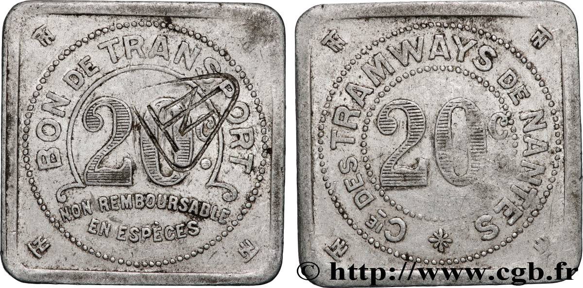 COMPAGNIE DES TRAMWAYS DE NANTES 20 Centimes XF