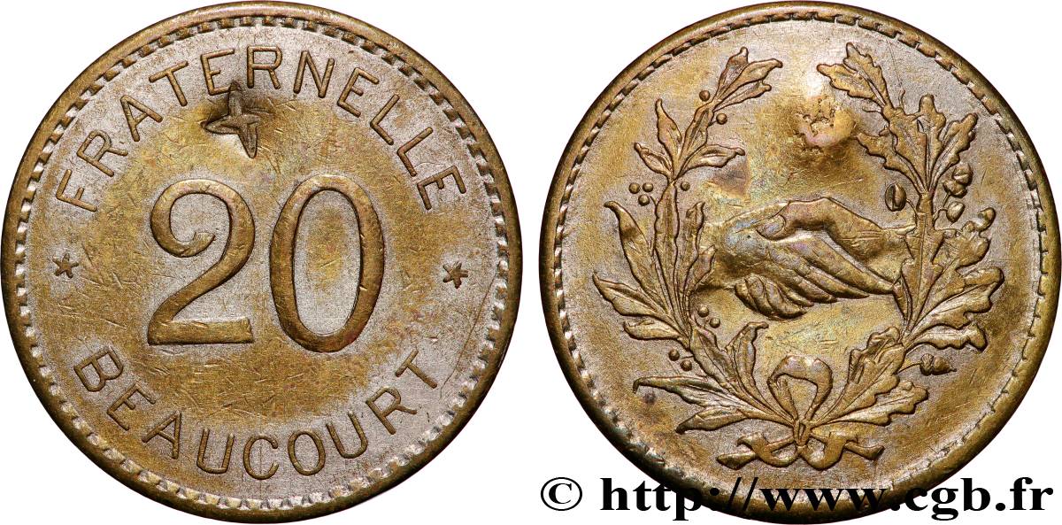 FRATERNELLE 20 Centimes Fraternelle - Beaucourt TTB+
