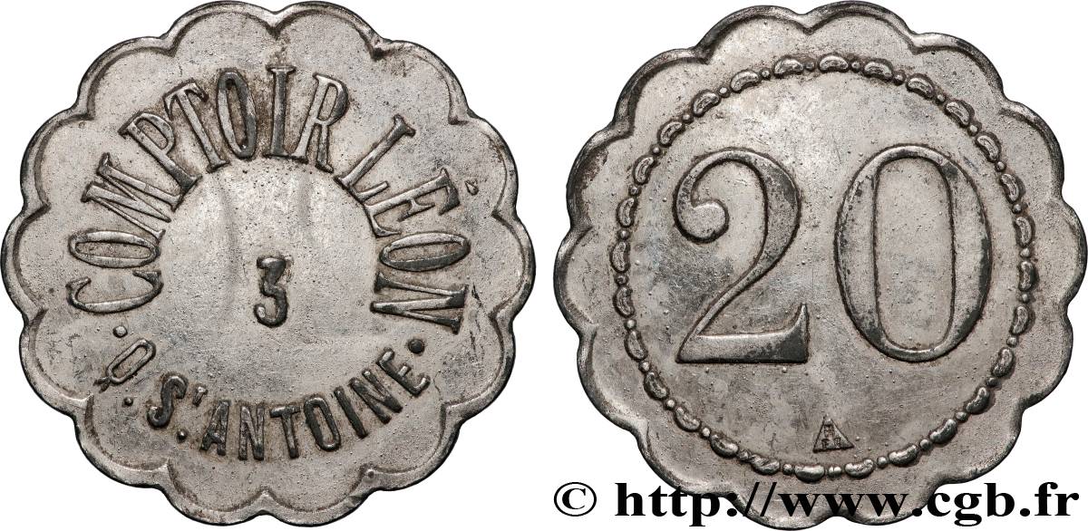 ENTREPRISES, INDUSTRIES ET COMMERCES DIVERS 20 Centimes Comptoir Léon (Lyon) AU