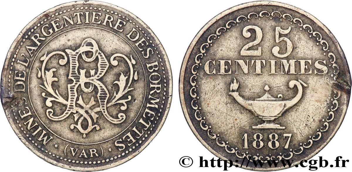 MINES DE L’ARGENTIÈRE-DES-BORMETTES 25 Centimes fVZ