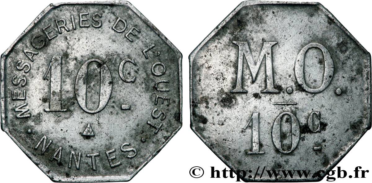 TRANSPORTS (TRAINS, BUS, TRAMWAYS, BATEAUX...) 10 Centimes - Messageries de l’Ouest VF