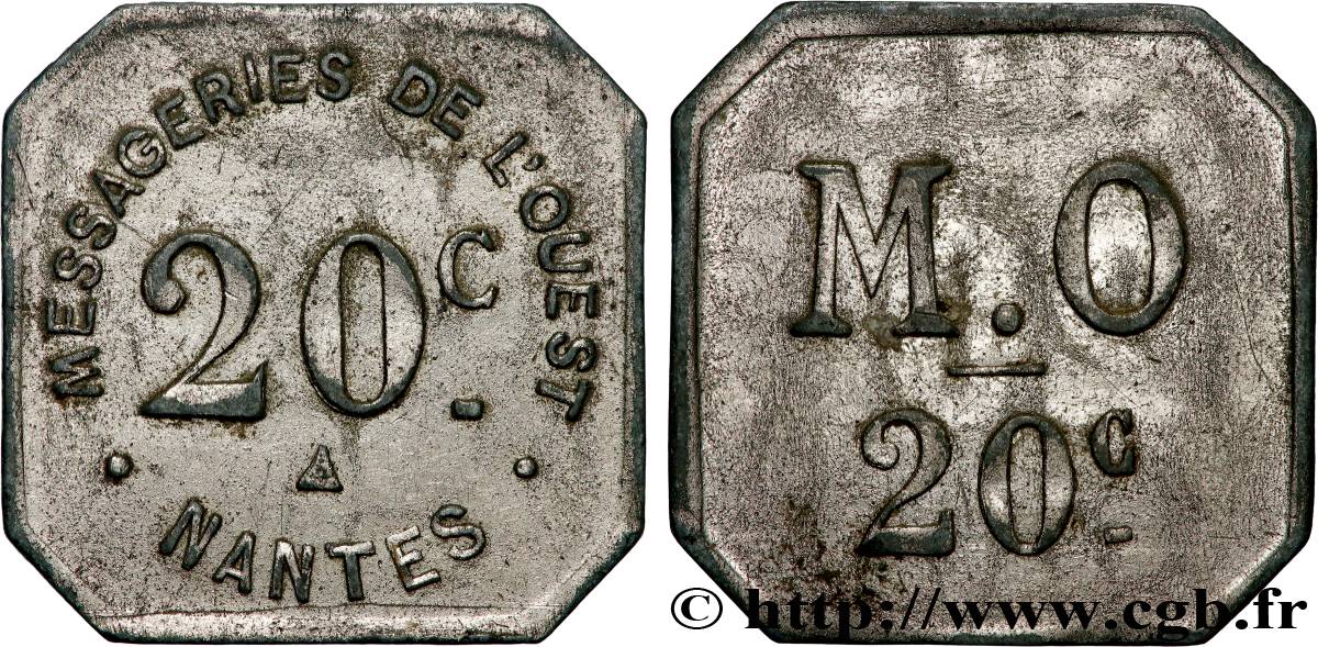 MESSAGERIES DE L’OUEST 20 Centimes Messagerie de l’Ouest - Nantes AU