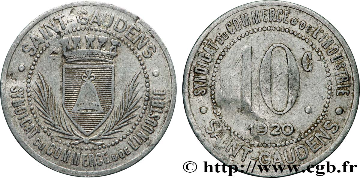 SYNDICAT DU COMMERCE ET DE L’INDUSTRIE 10 Centimes Syndicat Commerce & Industrie Saint-Gaudens SS