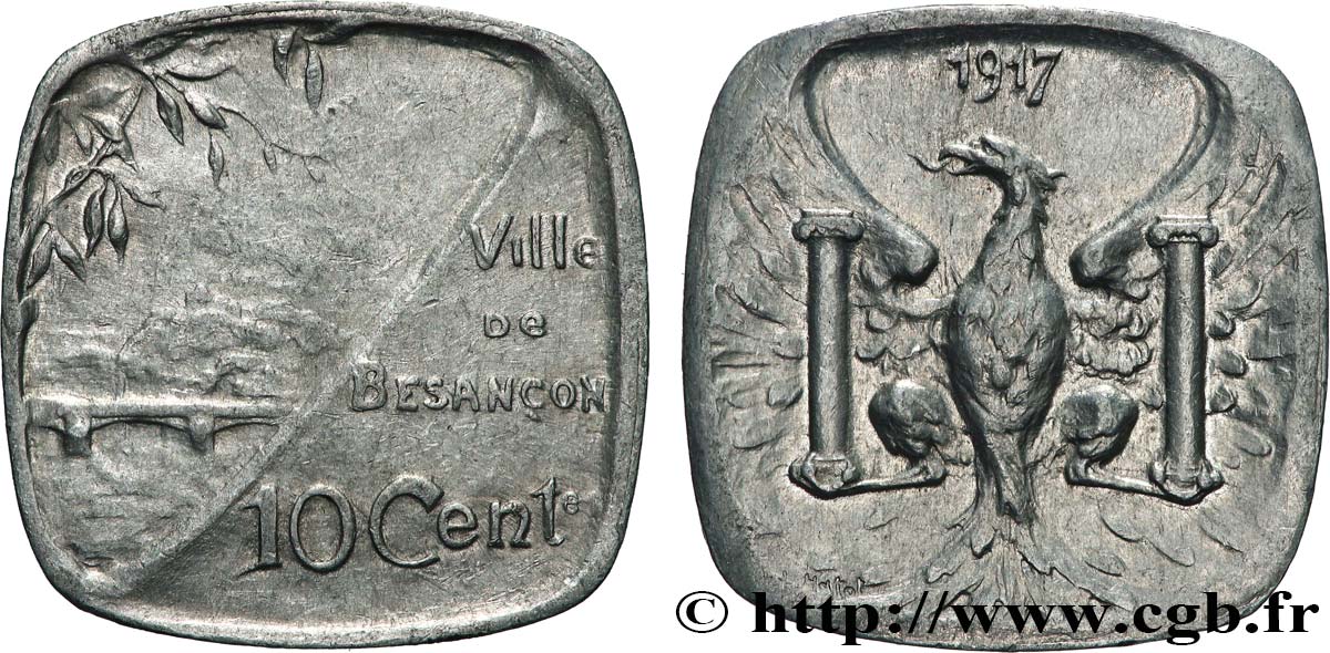 VILLE DE BESANCON 10 Centimes légère Ville de Besançon AU