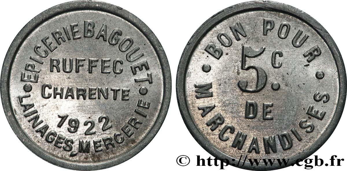 EPICERIE BAGOUET 5 Centimes Épicerie Bagouet - Ruffec AU