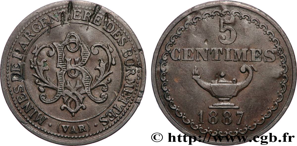 MINES DE L’ARGENTIÈRE-DES-BORMETTES 5 Centimes TTB+