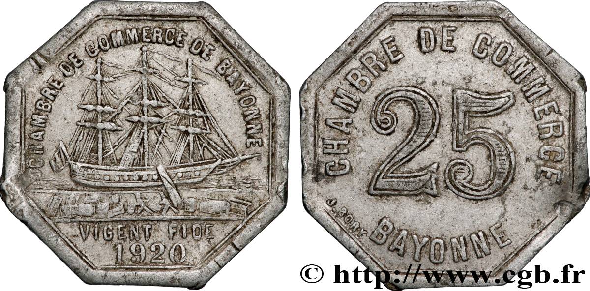 CHAMBRE DE COMMERCE DE BAYONNE 25 Centimes Chambre de Commerce de Bayonne TTB