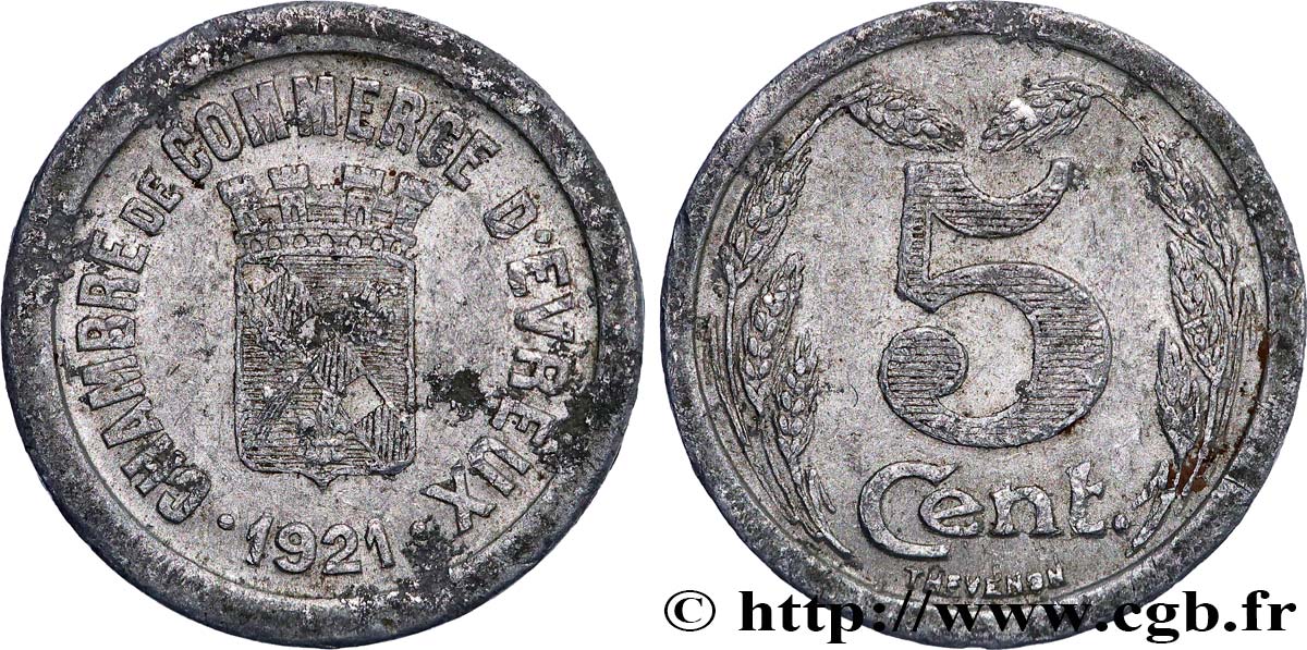 CHAMBRE DE COMMERCE D’EVREUX 5 Centimes Chambre de Commerce d’Évreux XF