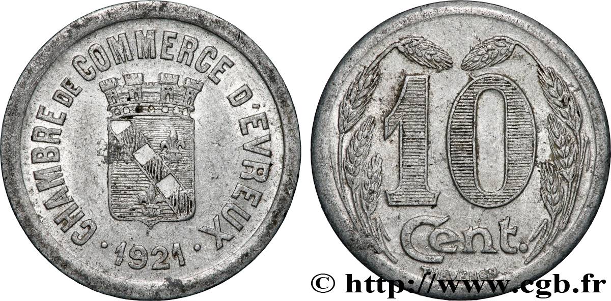 CHAMBRE DE COMMERCE D’EVREUX 10 Centimes Chambre de Commerce d’Évreux XF