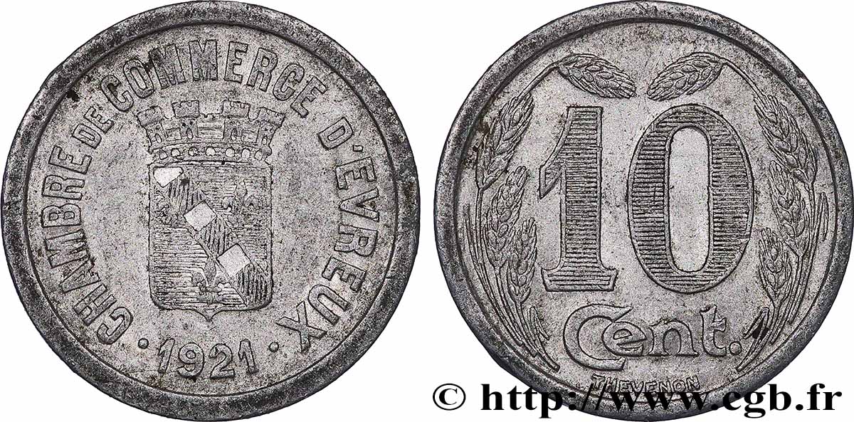 CHAMBRE DE COMMERCE D’EVREUX 10 Centimes Chambre de Commerce d’Évreux XF