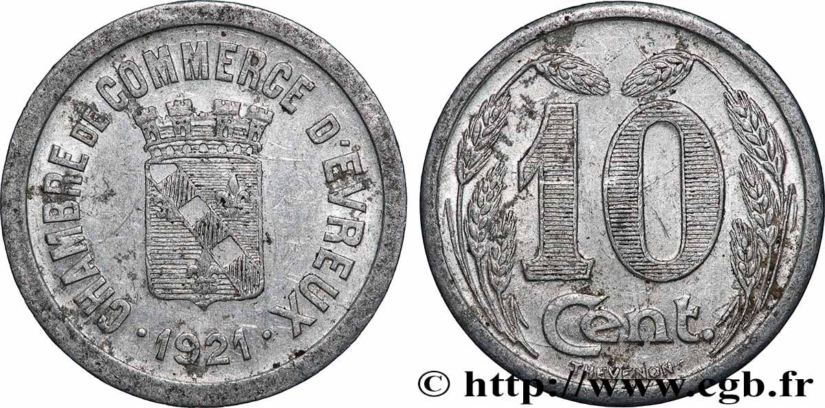 CHAMBRE DE COMMERCE D’EVREUX 10 Centimes Chambre de Commerce d’Évreux fSS