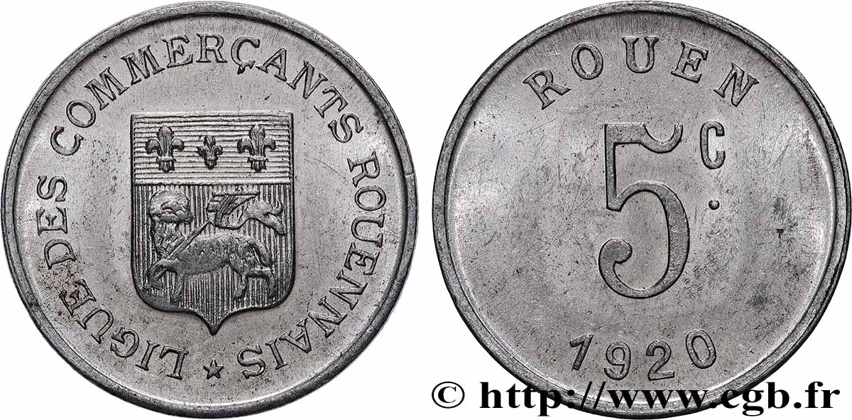 LIGUE DES COMMERCANTS ROUENNAIS 5 Centimes Ligue des Commerçants Rouennais AU