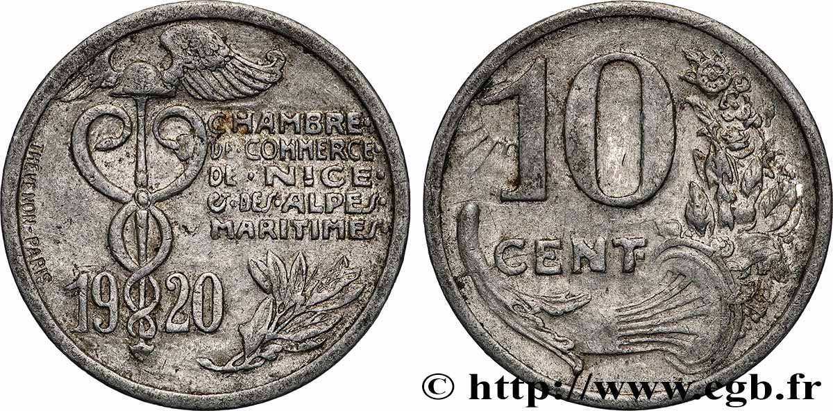CHAMBRES DE COMMERCE REGION PROVENCALE 10 Centimes Chambre de commerce de Nice - Alpes maritimes AU