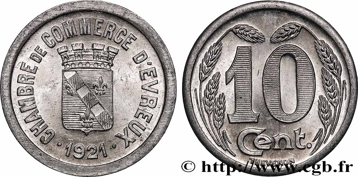 CHAMBRE DE COMMERCE D’EVREUX 10 Centimes Chambre de Commerce d’Évreux SUP