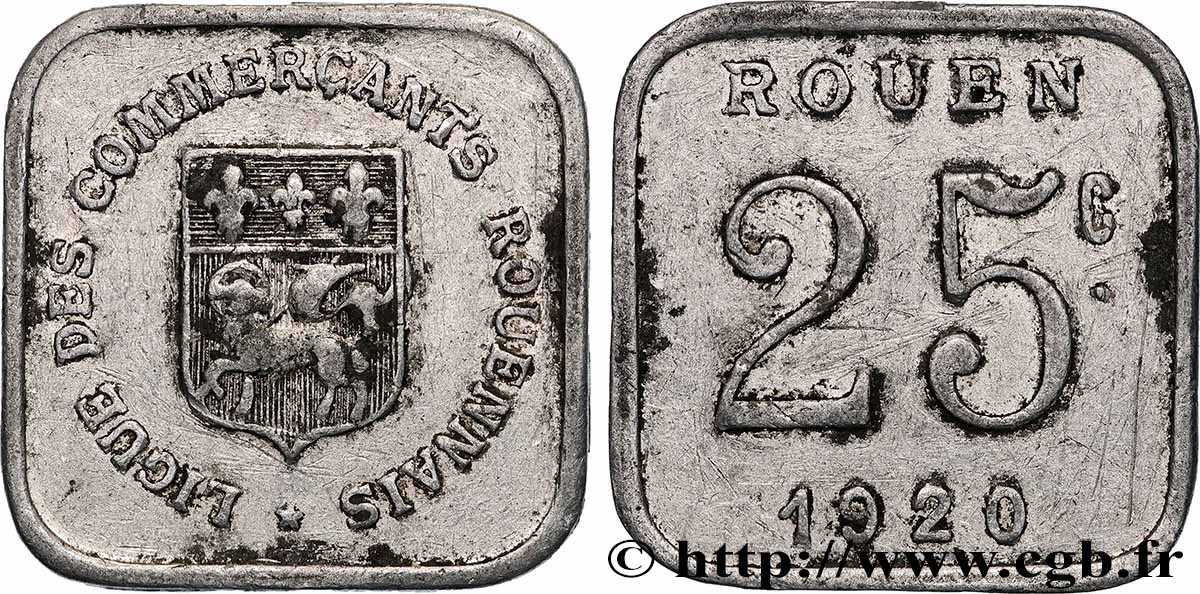 LIGUE DES COMMERCANTS ROUENNAIS 25 Centimes Ligue des commerçants de Rouen VF