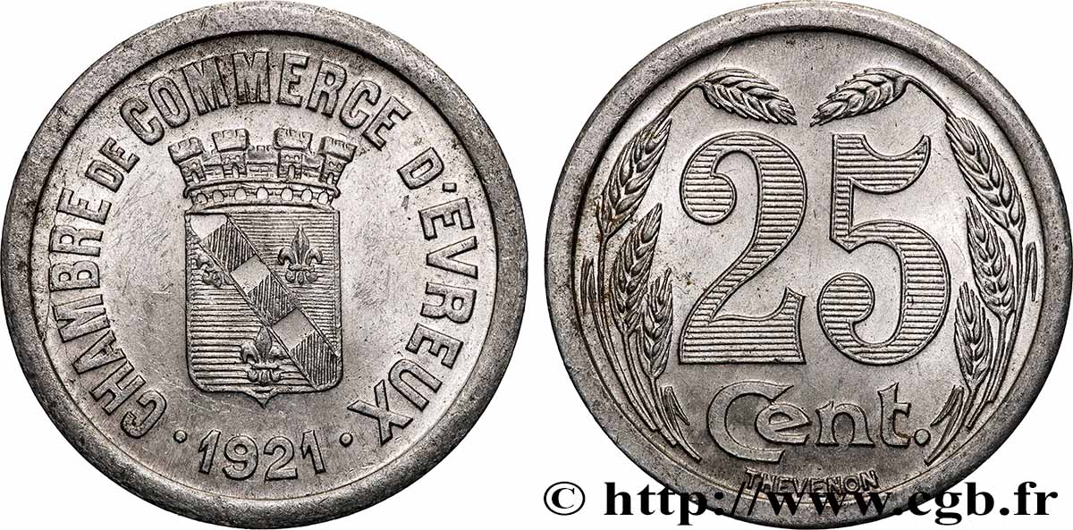 CHAMBRE DE COMMERCE D’EVREUX 25 Centimes Chambre de Commerce d’Évreux SUP