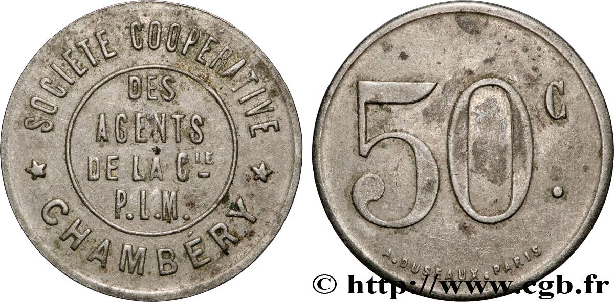 SOCIETE COOPERATIVE DES AGENTS DE LA COMPAGNIE P.L.M. 50 Centimes BB