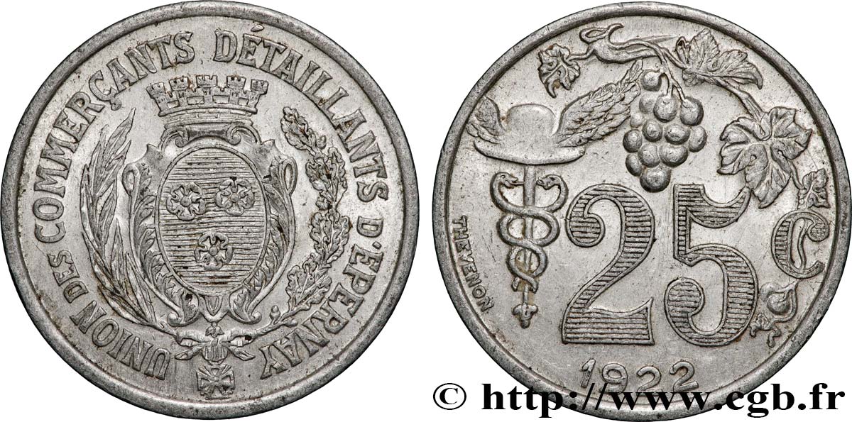 UNION DES COMMERCANTS DETAILLANTS D’EPERNAY 25 Centimes Union des Commerçants détaillants d’Épernay TTB+
