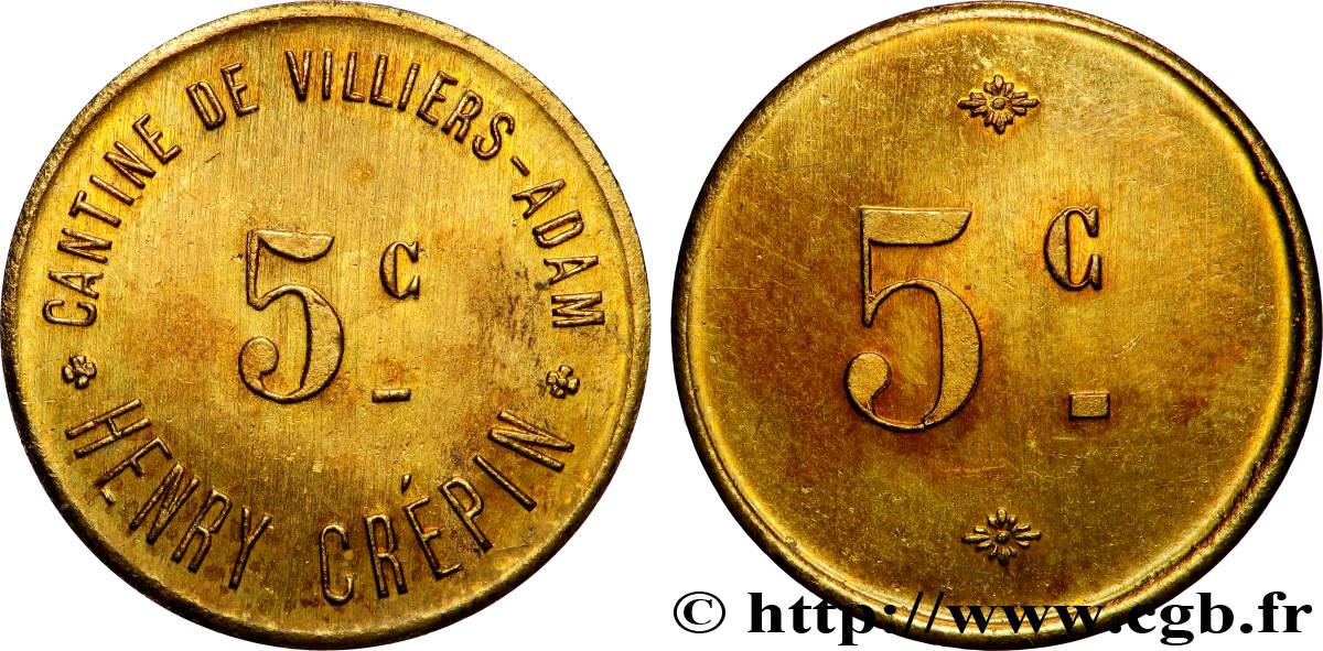CANTINE DE VILLIERS-ADAM HENRY CREPIN 5 Centimes Cantine de Villiers-Adam AU