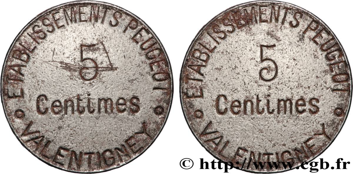 ENTREPRISES, INDUSTRIES ET COMMERCES DIVERS 5 Centimes Établissements Peugeot AU