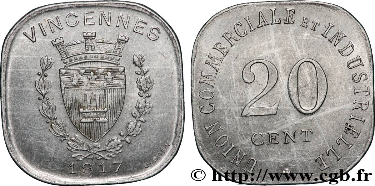 VILLES ET MAIRIES 20 Centimes Union Commerciale & Industrielle Vincennes AU