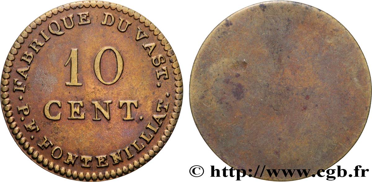 LOUIS XVIII - FABRIQUE DU VAST 10 centimes TTB+