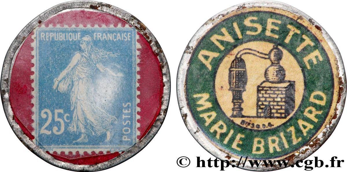 ANISETTE MARIE BRIZARD Timbre 25 Centimes TTB