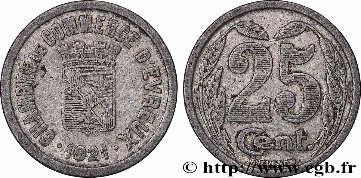 CHAMBRE DE COMMERCE D’EVREUX 25 Centimes Chambre de Commerce d’Évreux SS