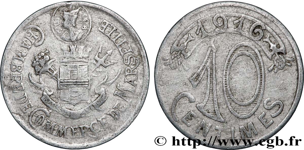 CHAMBRE DE COMMERCE DE MARSEILLE 10 Centimes Chambre de Commerce de Marseille TB+