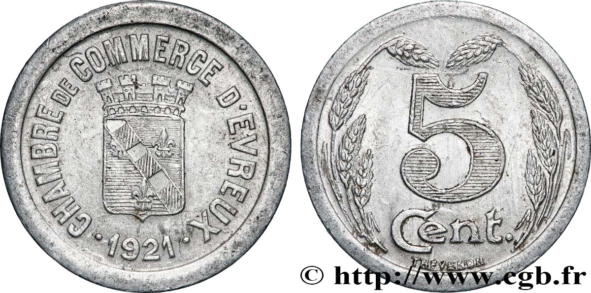 CHAMBRE DE COMMERCE D’EVREUX 5 Centimes Chambre de Commerce d’Évreux SS