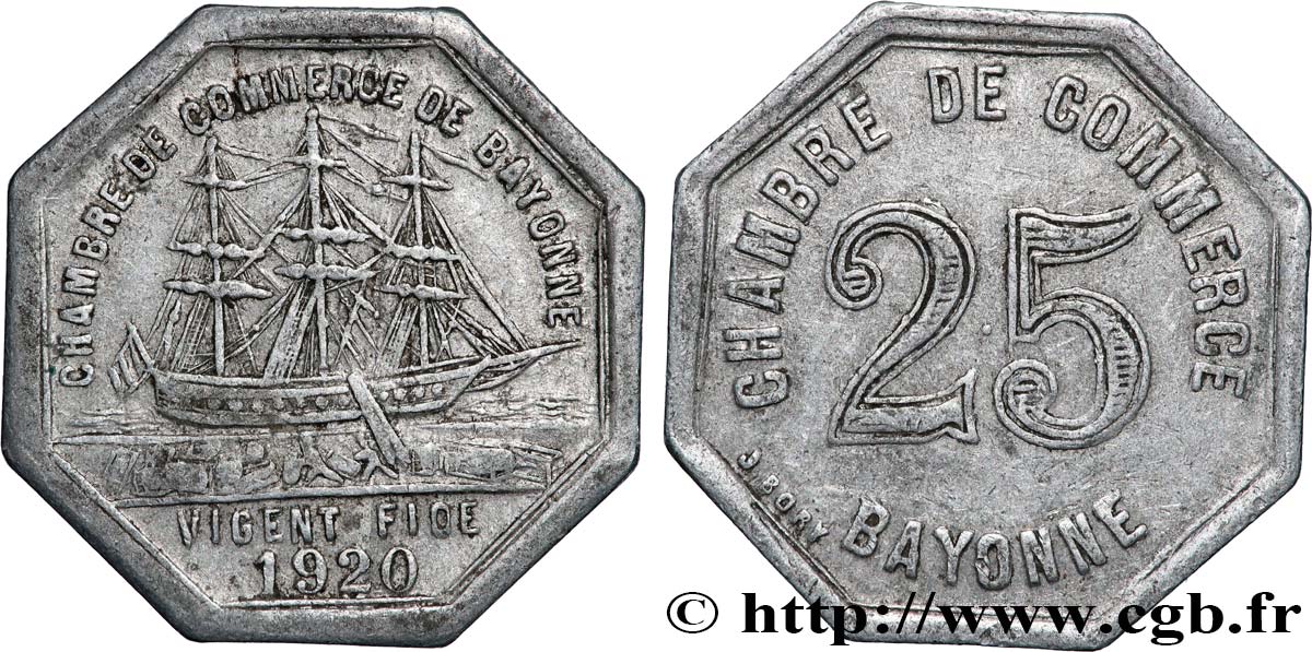 CHAMBRE DE COMMERCE DE BAYONNE 25 Centimes Chambre de Commerce de Bayonne SS