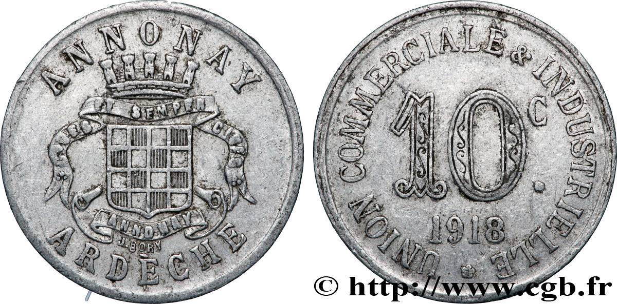 UNION COMMERCIALE ET INDUSTRIELLE 10 Centimes Union & commerciale Annonay XF