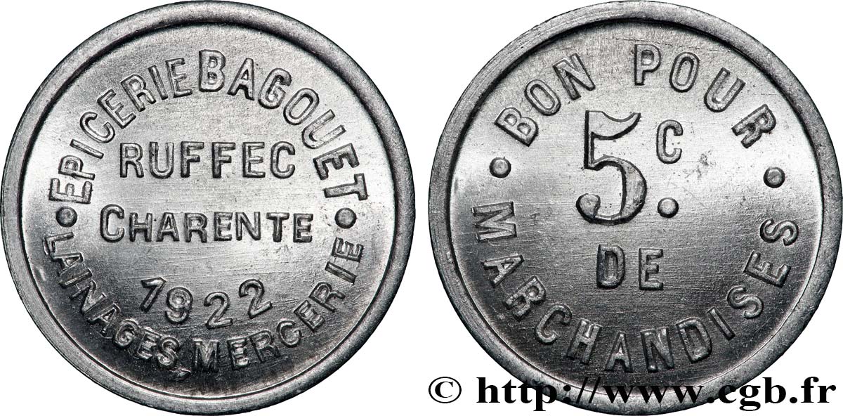 EPICERIE BAGOUET 5 Centimes Épicerie Bagouet - Ruffec MS
