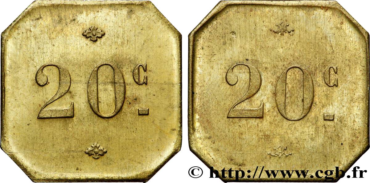 MONNAIE DE NÉCESSITÉ DIVERSES NON ATTRIBUES 20 Centimes AU