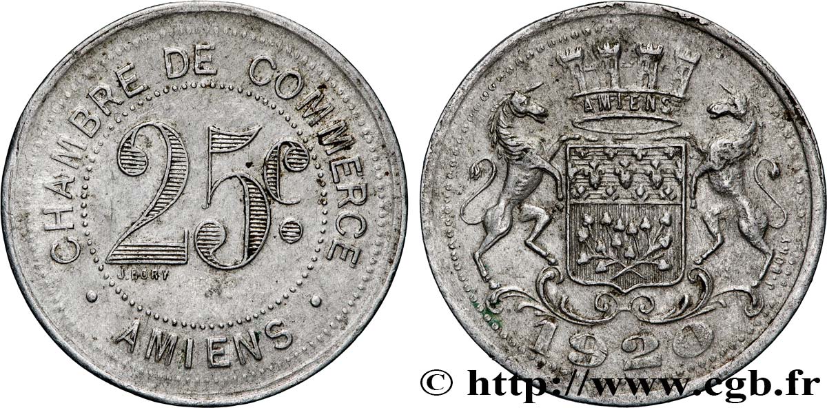 CHAMBRE DE COMMERCE 25 Centimes Chambre de commerce d’Amiens XF