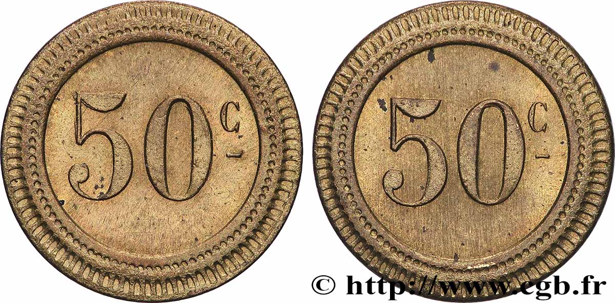 MONNAIE DE NÉCESSITÉ DIVERSES NON ATTRIBUES 50 Centimes VZ