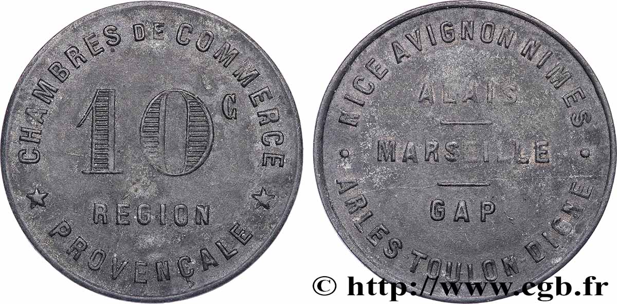 CHAMBRES DE COMMERCE REGION PROVENCALE 10 Centimes Chambre de Commerce Région Provençale SS