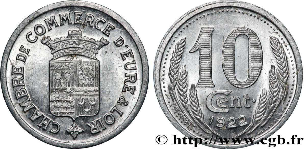 CHAMBRE DE COMMERCE D’EURE & LOIR 10 Centimes Chambre de commerce d’Eure-et-Loir SUP