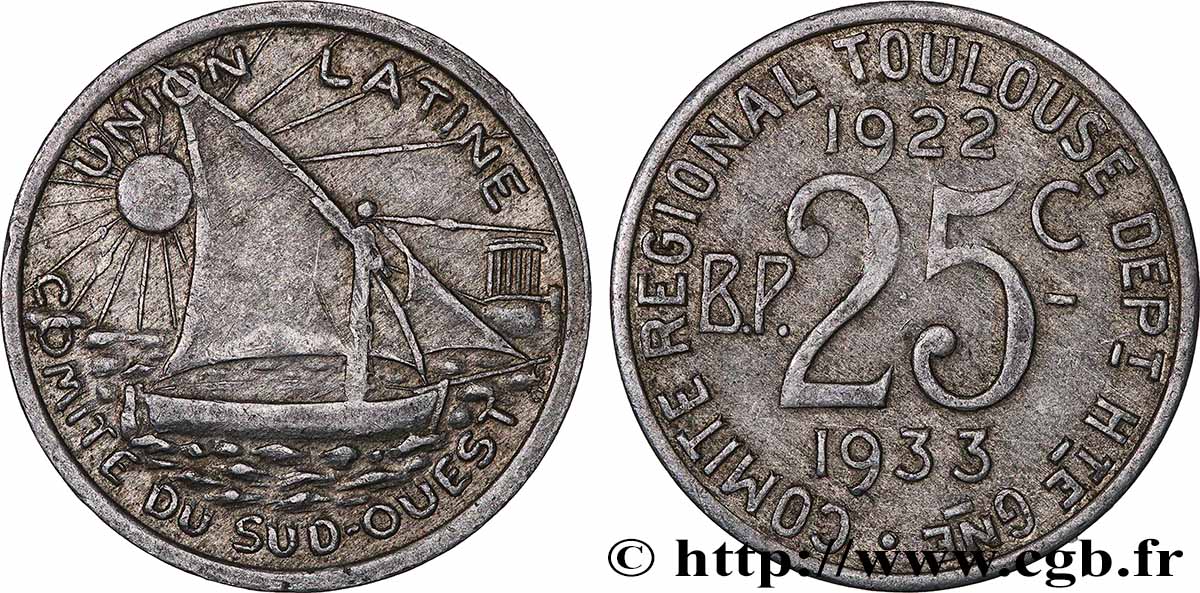 UNION LATINE / COMITE DU SUD-OUEST 25 Centimes Union Latine - Comité du sud-ouest SS