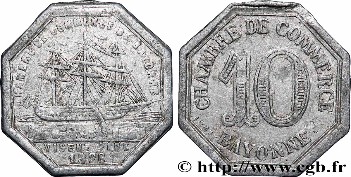 CHAMBRE DE COMMERCE DE BAYONNE 10 Centimes Chambre de Commerce de Bayonne S