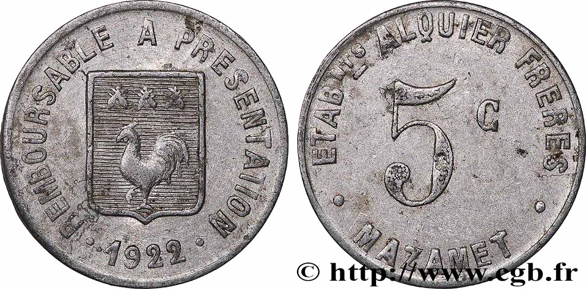 ENTREPRISES, INDUSTRIES ET COMMERCES DIVERS 5 Centimes - Alquier Frères SS