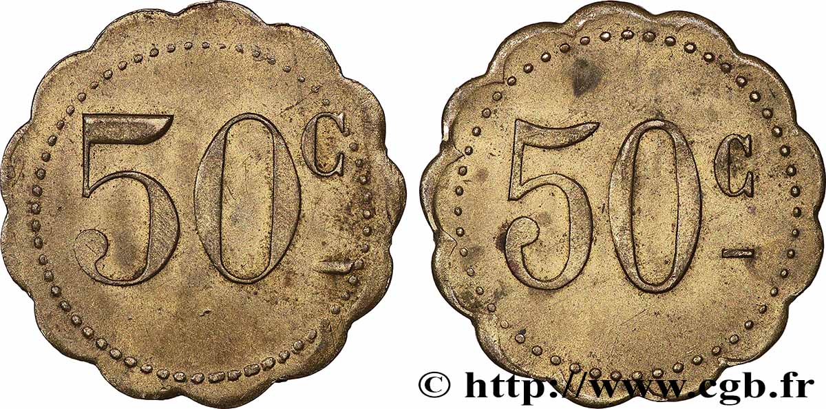 MONNAIE DE NÉCESSITÉ DIVERSES NON ATTRIBUES 50 Centimes EBC