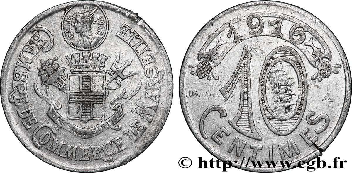 CHAMBRE DE COMMERCE DE MARSEILLE 10 Centimes Chambre de Commerce de Marseille TTB