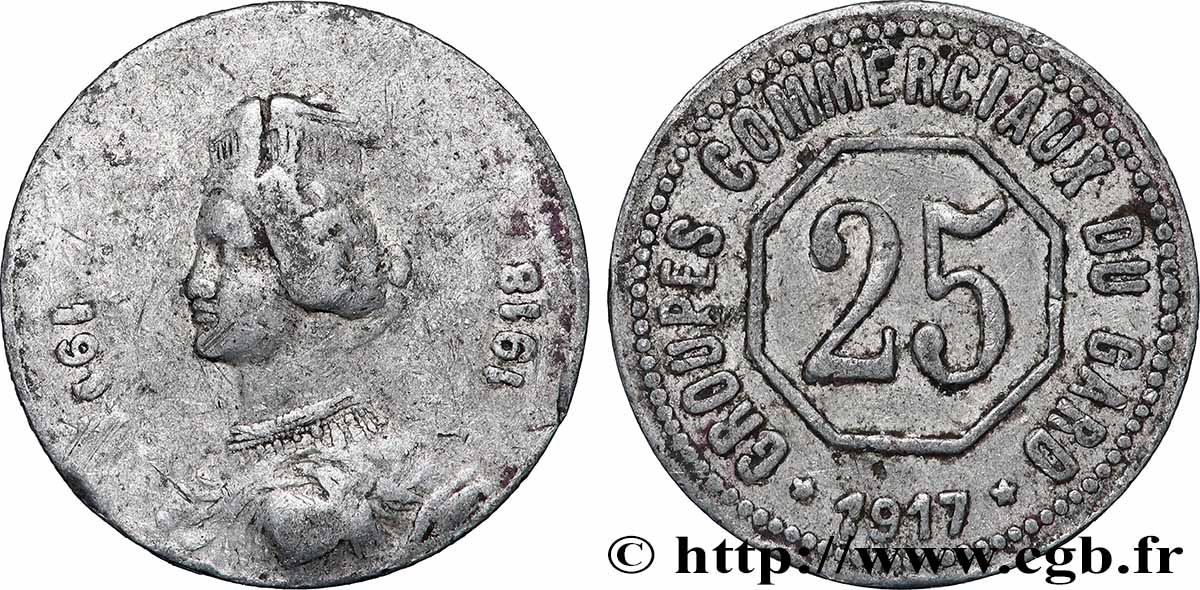 GROUPES COMMERCIAUX DU GARD 25 Centimes Groupes Commerciaux du Gard TB
