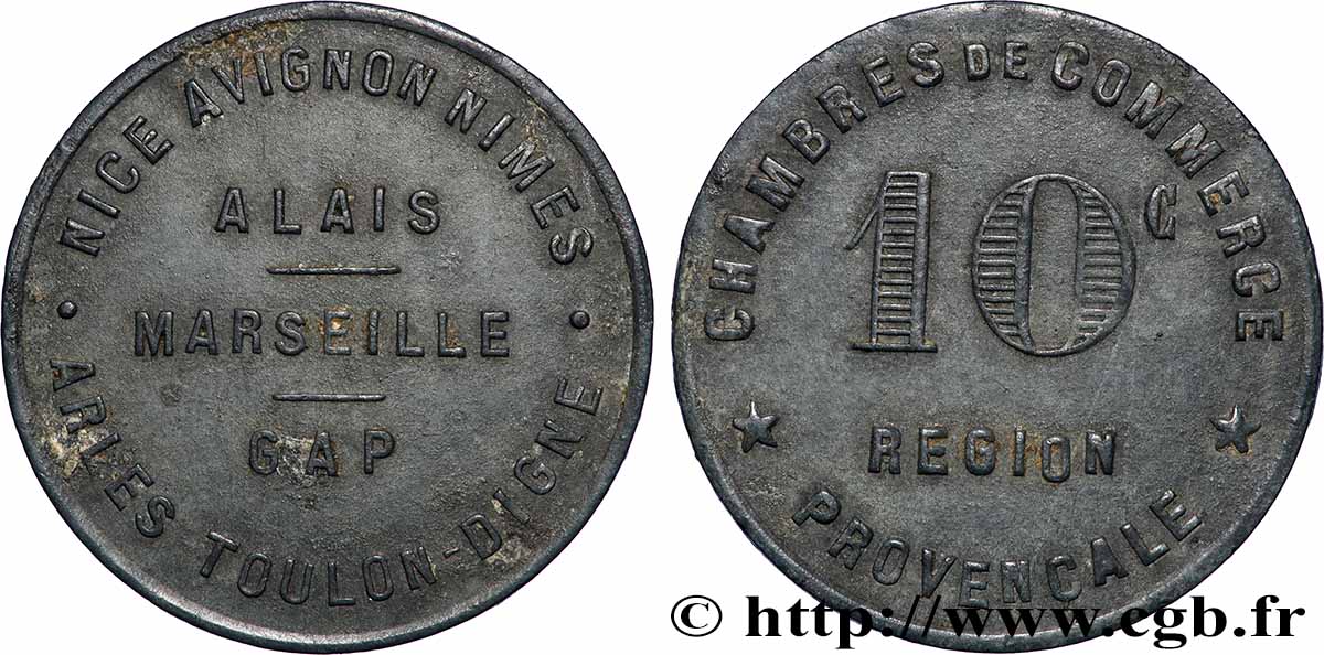 CHAMBRES DE COMMERCE REGION PROVENCALE 10 Centimes Chambre de Commerce Région Provençale TTB