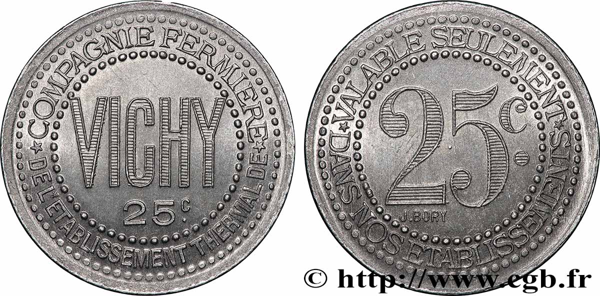 ENTREPRISES, INDUSTRIES ET COMMERCES DIVERS 25 Centimes Compagnie fermière thermale de Vichy AU